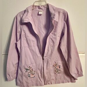 BLAIR purple LS  lightweight jacket. Zip closure, embroidery, size L